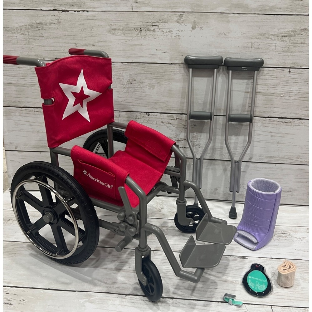 American Girl Wheel Chair Clutches Care Kit Casts Injury Lot 18" Doll